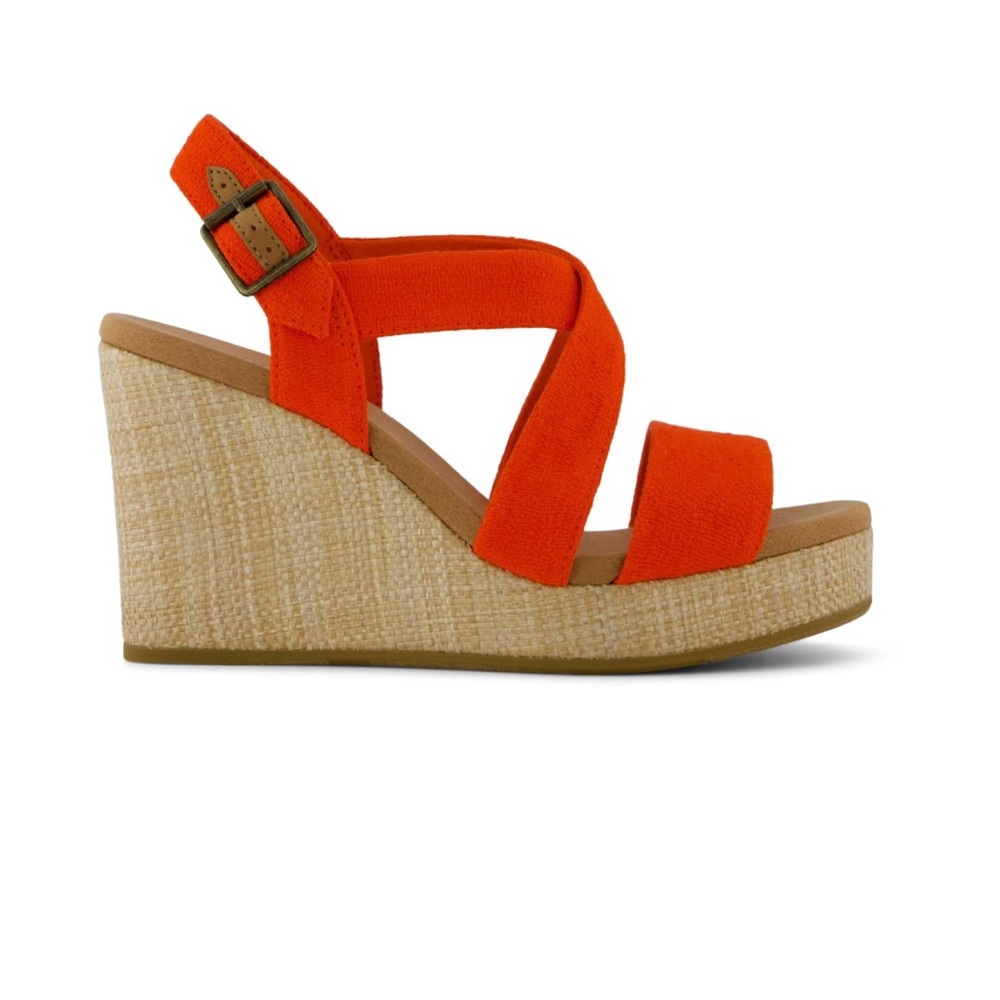 Alondra Wedge Sandal Flame Slubby Woven